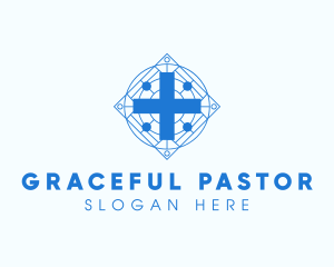 Pastor - Blue Chapel Cross logo design
