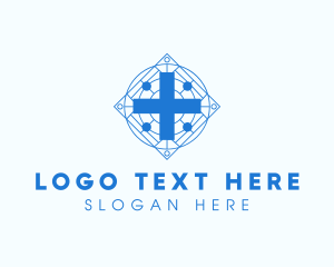 Christianity - Blue Chapel Cross logo design