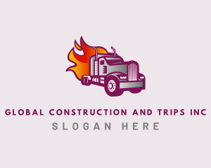 Flaming Truck Courier Logo