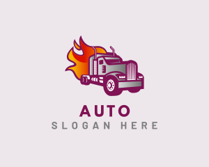 Flaming Truck Courier Logo