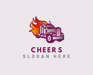 Flaming Truck Courier Logo