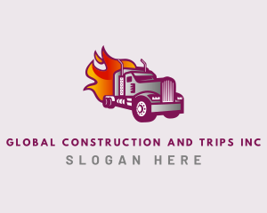 Trailer - Flaming Truck Courier logo design
