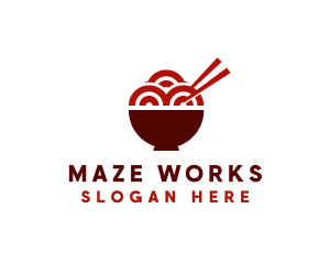 Asian Rice Noodle Bowl logo design