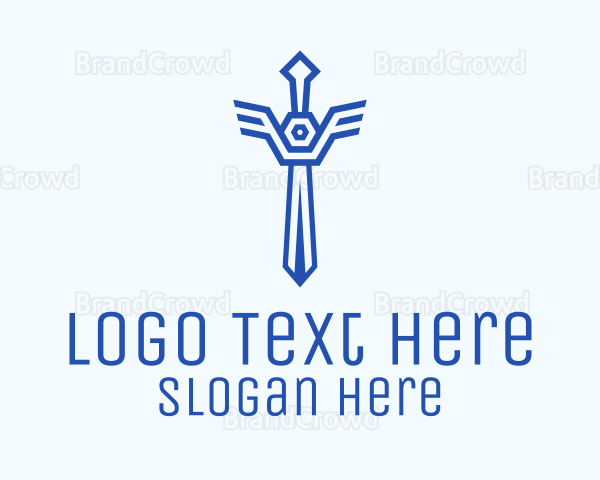 Blue Sword Outline Logo