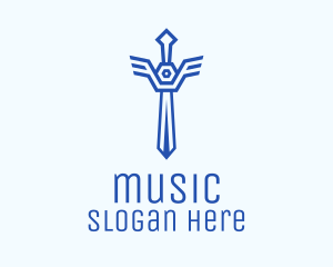 Clan - Blue Sword Outline logo design