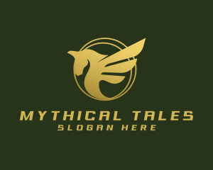 Golden Mythical Pegasus logo design