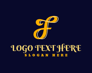 Clothing Line - Beauty Script Letter F logo design