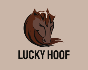 Horseshoe - Wild Horse Head logo design