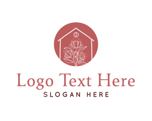 Handdrawn - Modern Flower House logo design