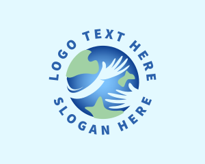 Globe - Earth Hug Hands logo design