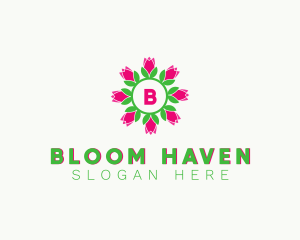 Floriculture - Tulip Wreath Decor logo design