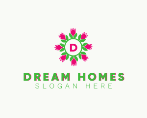 Floriculture - Tulip Wreath Decor logo design