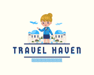 Tourism - Santorini Tourism Stewardess logo design