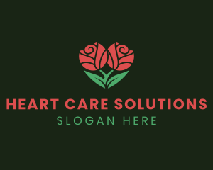 Natural Rose Flower Heart logo design