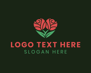 Ecology - Natural Rose Flower Heart logo design