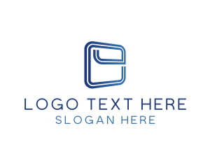 Blue - Squared Letter E logo design