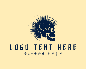 Skate Shop - Blue Punk Skull logo design