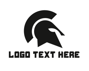 Black And White - Black Spartan Helmet logo design