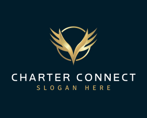 Charter - Wing Aviation Premium Letter V logo design