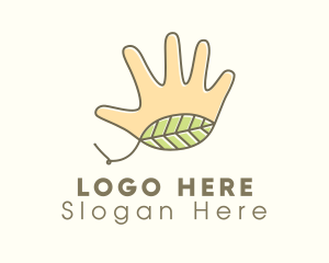 Handmade Hand Leaf  logo design