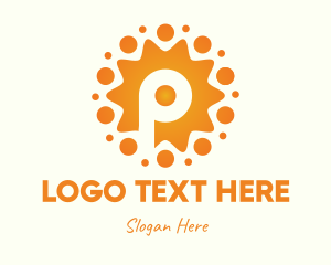 Radiation - Orange Sun Letter P logo design