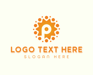 Dots - Summar Sun Letter P logo design