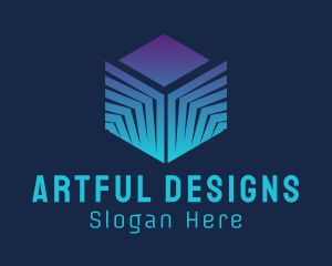 Digital Electronics Cube logo design