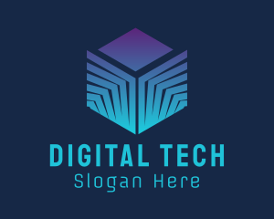 Digital - Digital Electronics Cube logo design