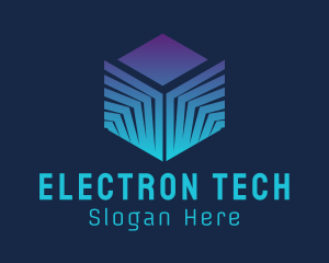 Digital Electronics Cube logo design