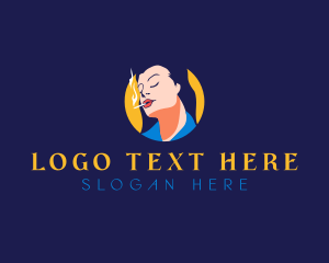 Lady - Woman Cigarette Smoking logo design