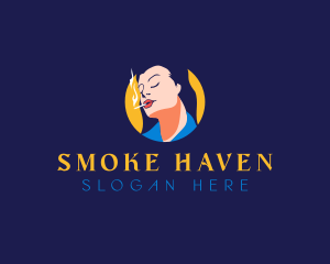 Woman Cigarette Smoking logo design