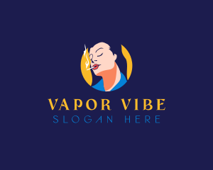 Woman Cigarette Smoking logo design