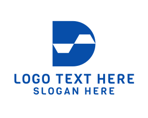 Telecom - Blue Data Tech Letter D logo design