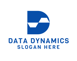 Blue Data Tech Letter D logo design