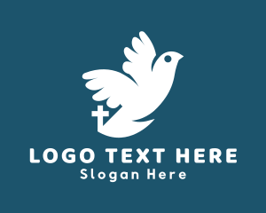 Mass - Religious Dove Crucifix logo design