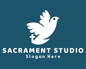 Sacrament - Religious Dove Crucifix logo design