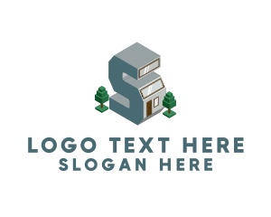 3d - Modern Building Letter S logo design