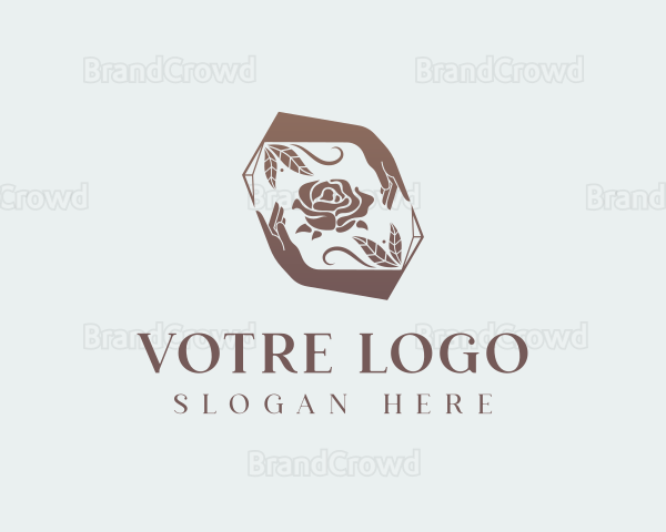 Rose Flower Hands Logo