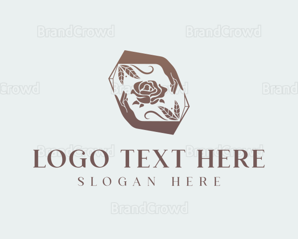 Rose Flower Hands Logo