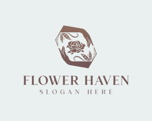 Rose Flower Hands logo design