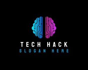 Tech Brain Circuit logo design