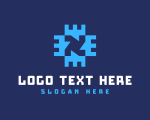 Negative Space - Digital Technology Letter N logo design