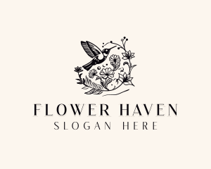 Hummingbird Flower Garden logo design