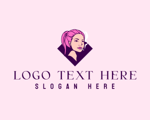 Lady - Woman Smoking Cigarette logo design