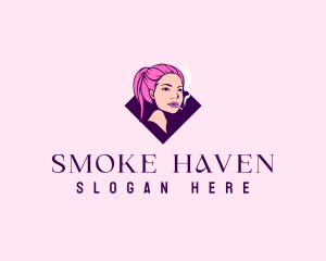 Woman Smoking Cigarette logo design