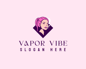 Woman Smoking Cigarette logo design