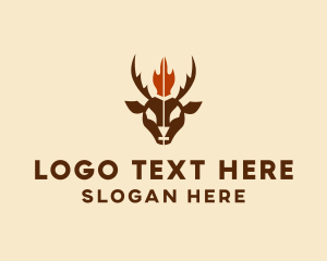 Domestic - Flame Deer Hunting logo design