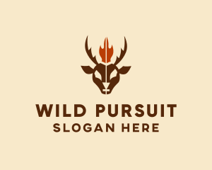 Hunting - Flame Deer Hunting logo design