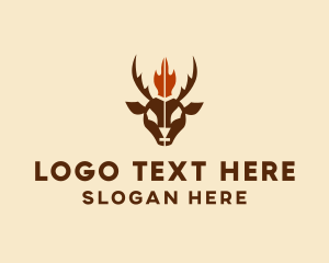 Horns - Flame Deer Hunting logo design