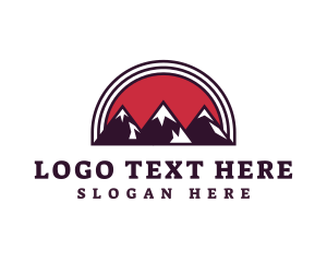 Camping Equipment - Red Sunset Mountain logo design